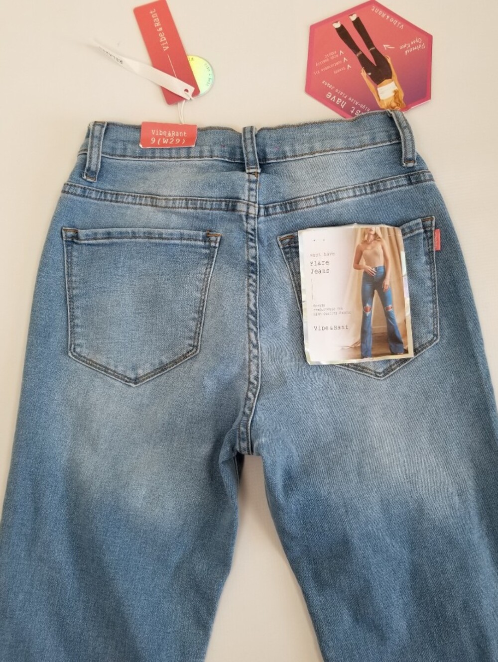 Vibe & Rant High Rise Flare Jeans Size 9 Actual Waist 25 NWT - Picture 4 of 7